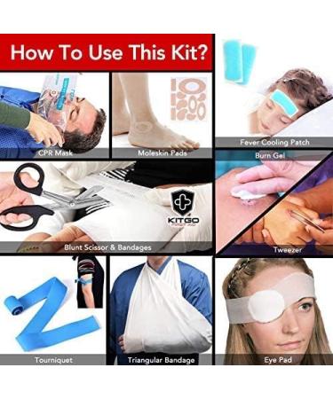 Kitgo Small First Aid Kit - Waterproof Mini Emergency Trauma Kit for Travelers, Climbers, and Parents - Compact First Aid Gift for Home, Camping, Hiking - EVA, Black - Buy Online on GoSupps.com
