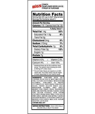 Bigs Ranch Sunflower Seeds 5.35 oz - Pack of 4 | Delicious Flavor | Premium Quality Seeds - Buy Online on GoSupps.com