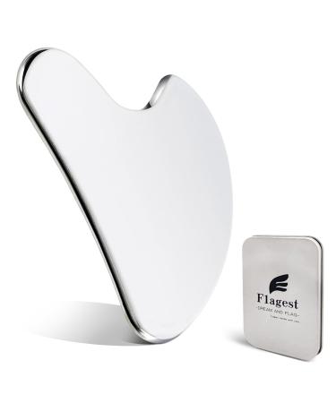 Flagest Gua Sha stainless steel Gua Sha Stone Face massage Tools Gua Sha Metall reduces swelling slimmer face heart form gift guasha massage scrap (silver)