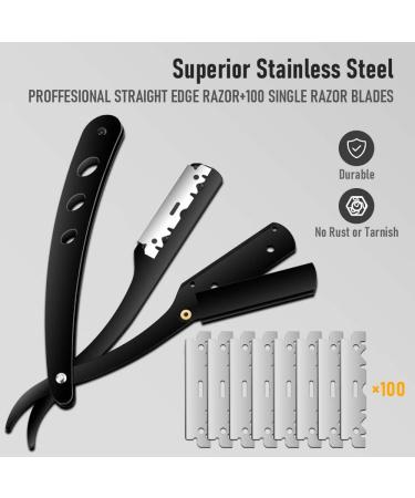 Professional Razor Men's Set - 100 Blades Straight Razor & Hairdresser Accessories for Beards & Eyebrows - Perfect Father's Day Gift - Buy Online on GoSupps.com
