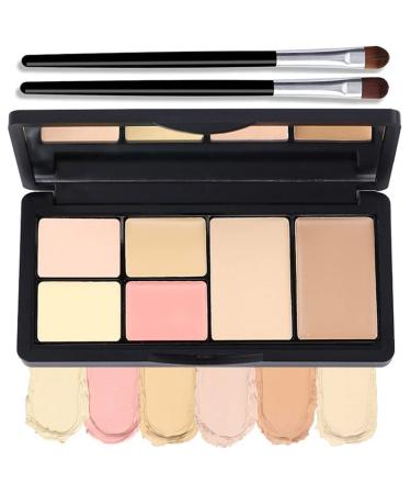 Concealer Contour Palette, Cosmetics Cream Contour and Highlighting Makeup Kit, 6 In 1 Contouring Foundation Concealer Palette Conceals Dark Circles, Blemish, Waterproof Long-Lasting - Cruelty Free (#02)