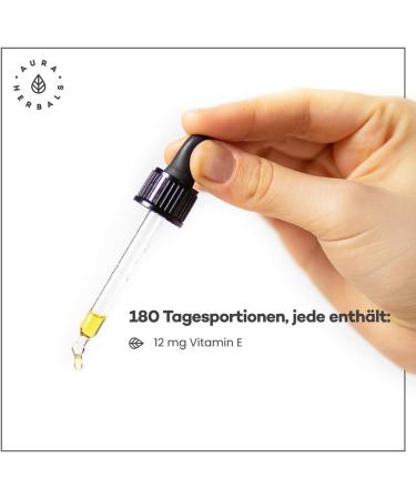 Aura Herbals Vitamin E Forte 900 Drops - High-Dose 180 Daily Portions - 100% Natural Vegan Oil - 30ml High Bioavailability - Buy Online on GoSupps.com