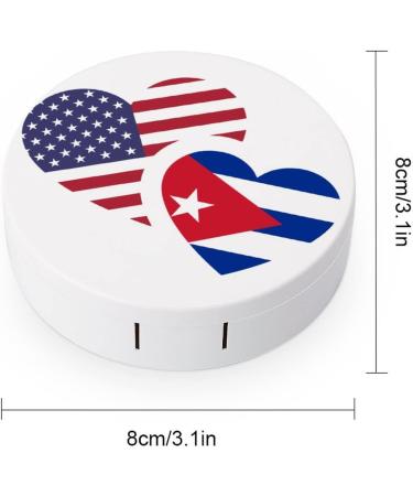 Cuba US Flag Round Case For Contact Lens Kit Storage Box with Mirror Printed - Buy Online on GoSupps.com