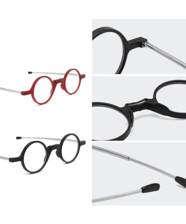 Folding Reading Glasses Blue Light Blocking Computer Reader Metal Round Frame Anti Eyestrain Eyeglasses(Couleur:Red Grandeur:2.5x) - Buy Online on GoSupps.com