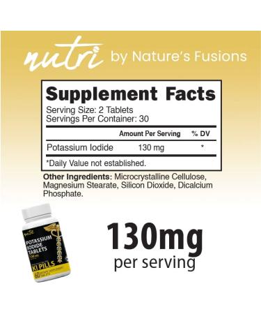 Potassium Iodide Radiation Tablets 130mg (60 ct) EXP 10/2032 - Anti Nuclear Fallout Pills - Ki Pills for Radiation - Potassium Iodine Pills - Buy Online on GoSupps.com