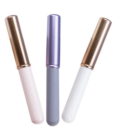3-Piece Lip Wiping Brush Lip Mixing Brush with Cap Professional Lipstick Brush Reusable Spot Concealer Brush for Women Girls (Purple Pink and