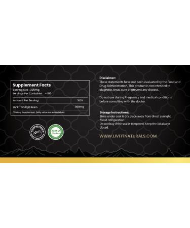 Liv Fit Himalayan Shilajit Resin | 30g (100 Servings) | 100% Pure | Lab-Tested for Purity | Dietary Supplement - Buy Online on GoSupps.com