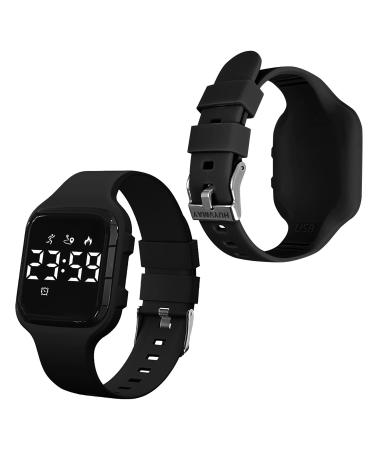 Huyvmay fitness pedometer clock without app and cell phone 20-day battery life rechargeable watch wristwatch with step 3 Weckers waterproof fitness watch for young girls children/women/seniors black - Buy Online on GoSupps.com