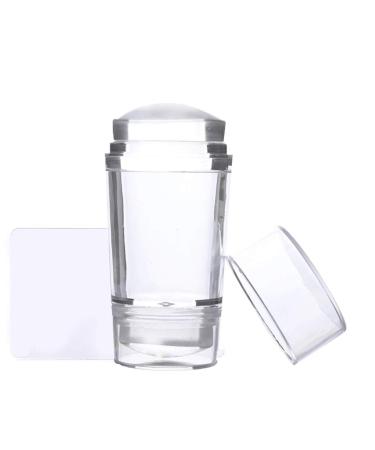 Ailan Double Head Jelly Silicone Nail Stamp Seal with Scraper Green Transparent Nail Manicure Art Stamping Tool