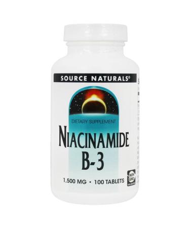 Source Naturals Niacinamide 1500mg Vitamin B-3 Timed Release Energy Support - 100 Tablets