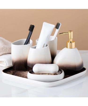 POCHY 6-Piece Light Grey Toiletries Set | Stylish Bathroom Accessories & Toothbrush Mug Cup | International Shipping Available - Buy Online on GoSupps.com