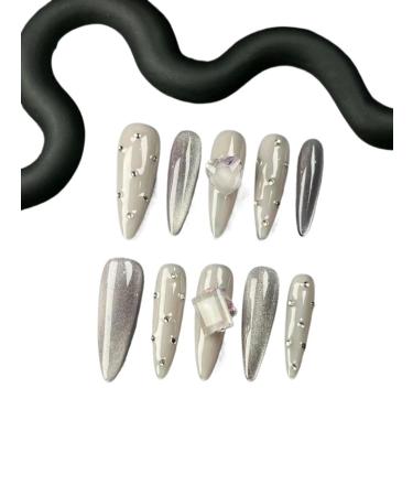 Temperament-Enhancing Manicure French Mirror Aurora Gentle Wind Princess Nail Stickers Hand-Worn in Europe and America.(X-Small)