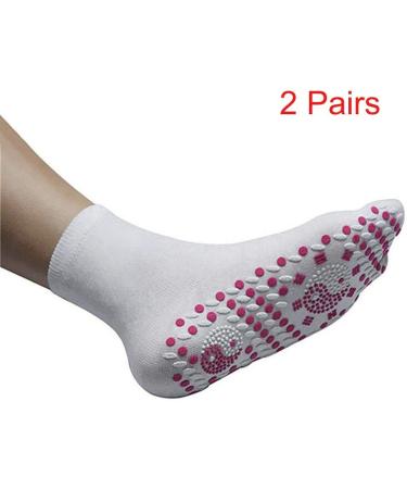 Tourmaline FIR Magnetic Heating Compression Socks - Unisex 2PCS, White - Buy Online on GoSupps.com