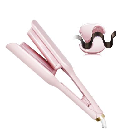 Crimper Curling Iron 2 Barrel Hair Waver Anti-Scald 1.25Inch/32mm Rapid Heating Curler 5 Temp Adjustable Wand for Mid-length and Long Hair
