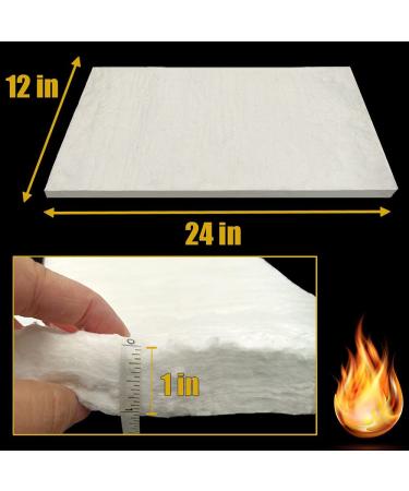 24" x12" x1" (Thick)Ceramic Fiber Blanket Fireproof Insulation Baffle Rated to 2400F, High-Temperature Resistance for Stoves, Kilns, Forges 24"*12"*1"/1 piece - Buy Online on GoSupps.com
