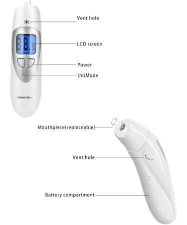 Ketone Breathalyzer | Ketogenic Breath Ketosis Analyzer with 10 Mouthpiece - White - Buy Online on GoSupps.com