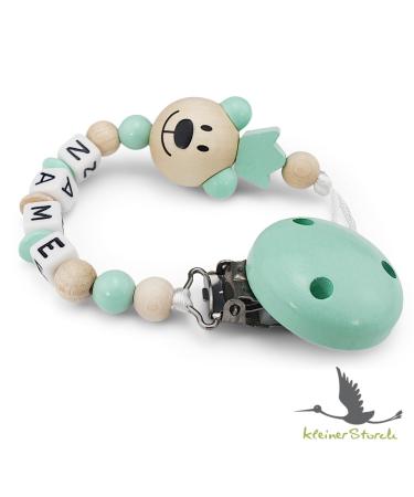 Personalized Kleinerstorch Nuckel Holder - Custom Name Design | Baby Gift for Birth & Baptism | Available in Many Colors | Bear King Mint - Buy Online on GoSupps.com