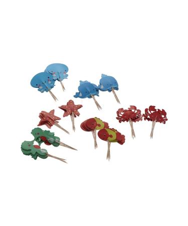 48pcs Ocean Sea Animals Cupcake Toppers Dolphin Crab Octopus Cake Cupcake Picks Under the Sea Theme Birthday Party Cake Decorations Supplies