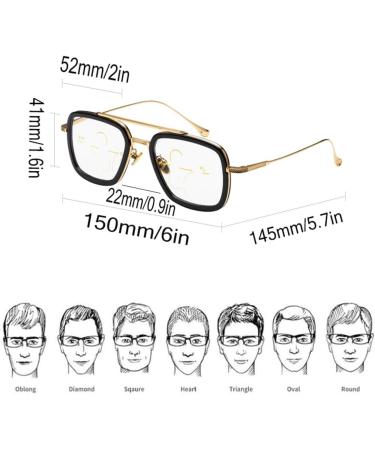 NYASAA Progressive Multifocal Reading Glasses for Men - Metal Square Frame Blue Light Blocking Eyewear 3.50x Magnification Stylish Black Design - International Shipping Available - Buy Online on GoSupps.com
