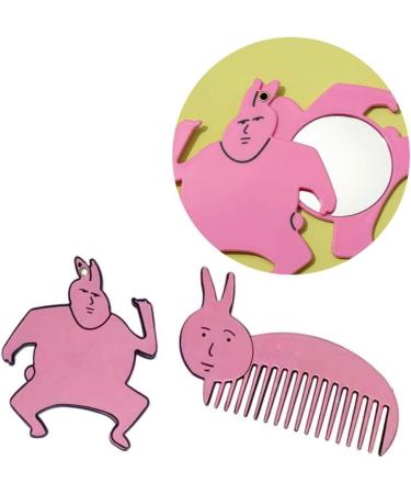 Limtula Playful Pink Rabbit Mirror and Comb Set Compact and Portable Comb Acrylic Material Perfect for Everyday Use and Travel - Buy Online on GoSupps.com