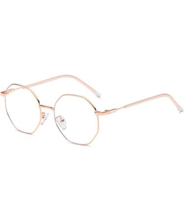 Shop Aiweijia Classic Vintage Glasses - Metal Frame Blue Light Blocking in Rose Gold | International Shipping Available - Buy Online on GoSupps.com