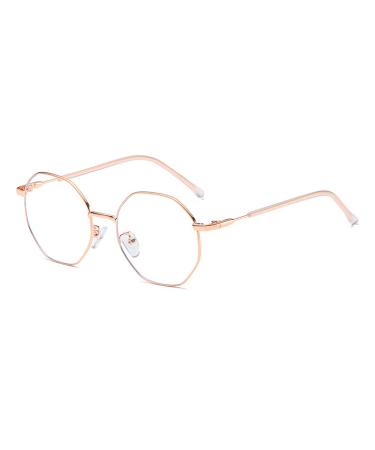 Aiweijia Classic Glasses Metal Frame Vintage Glasses Decorative Glasses Blue Light Blocking Glasses Rose Gold