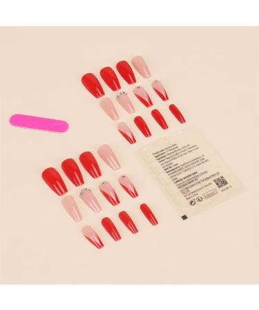 24Pcs/Set Press On Nails Long Red Colored Diamond False Nails Acrylic Fake Nails Full Cover Nails Tips Artificial Finger Manicure Press on nails for Women and Girls - Buy Online on GoSupps.com
