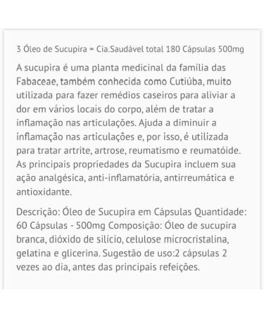 Oleo Sucupira 500mg Capsules - Natural Relief for Arthritis, Arthrosis, and Rheumatism - Buy Online on GoSupps.com