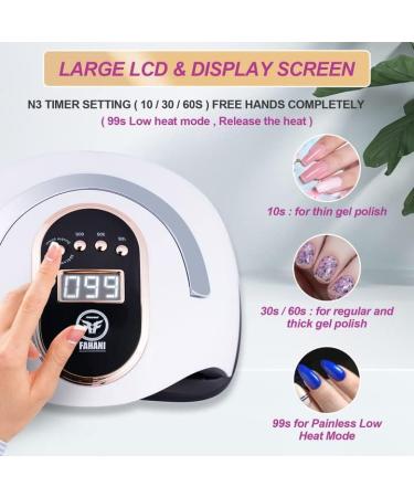 Fahani 168W LED UV Nail Lamp for Gel Polish | Professional Nail Dryer with 36 UV Lights & Infrared Sensing | 4 Timers | Includes 12 Pcs Manicure/Pedicure Set | Portable Nail Art Curing Lamp - Buy Online on GoSupps.com