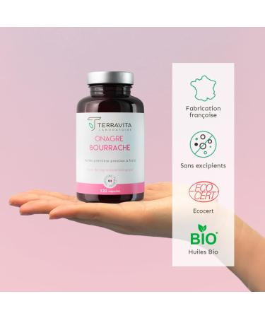 EVENING PRIMROSE and BORAGE | Organic Cold Pressed Oils | 120 Capsules of 500 mg | Deep Skin Hydration | Hormonal System Regulation | Ecocert Made in France Label | Terravita - Buy Online on GoSupps.com