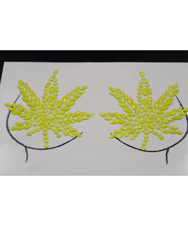 Neon Rhinestone Face & Body Gems Kit - Gold Chest & Leaf Yellow Halloween Makeup Stickers - Buy Online on GoSupps.com