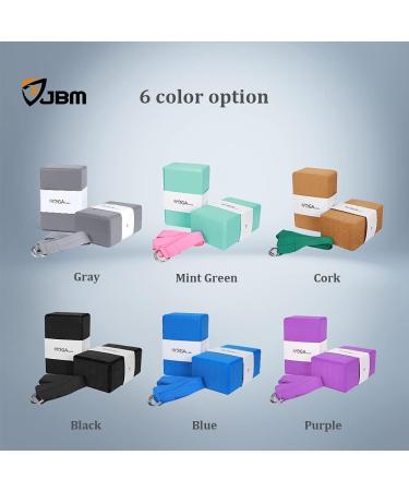 JBM Yoga Blocks 2 Pack - Cork & EVA Foam Set with Strap | Yoga Bricks for Stretching - Buy Online on GoSupps.com
