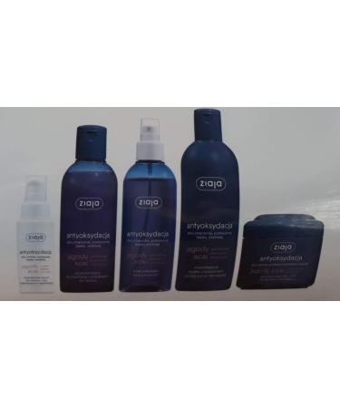 Gift set serum 50 ml, scrub 200 ml, tonic 200 ml, shower gel 300 ml, mousse 200 ml (acai set)