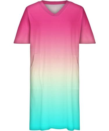 Iuhan Women's Casual Gradient Midi Dress - Pink Summer Sundress - XX-Large - Buy Online on GoSupps.com