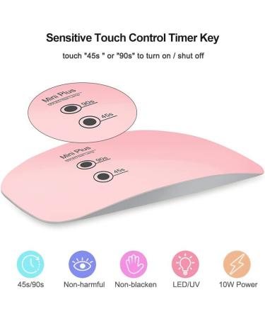 Portable UV LED Mini Nail Lamp for Gel Nails - Pink | 45s/90s Timer Setting & USB Cable Included - Buy Online on GoSupps.com