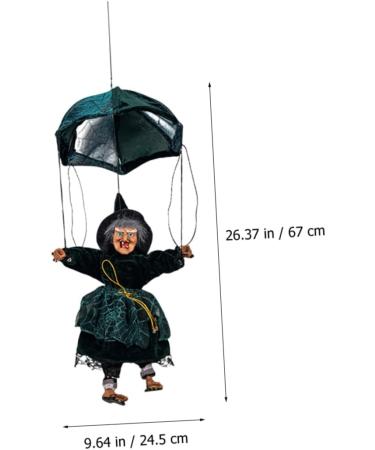 HOMSFOU 3pcs witch gifts glow toys halloween props witch decor Hanging Witch Ornament Halloween Tree Hanging Halloween Party Decor parachute decorate black clothes supplies plastic Without - Buy Online on GoSupps.com