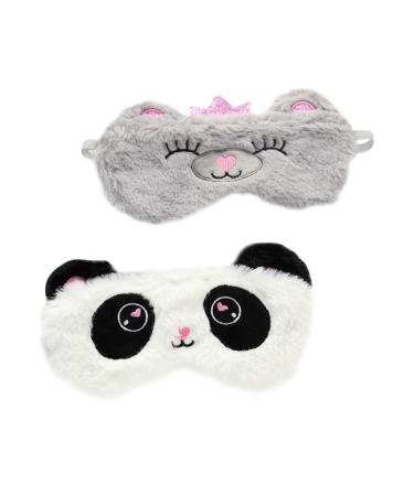 FRCOLOR 2pcs Panda Blindfold Eye Cover Sleeping Face Lightweight Eye Shades Leopard Hair Nets Eyeshadows Eye Mask Sleeping Eye Accessories Polyester Material Yoga Lotion Child