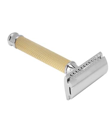 Classic Metal Grip Double-Edged Safety Razor for Men - Black Gold & Silver | Perfect Gift for Smooth Shaving - Buy Online on GoSupps.com