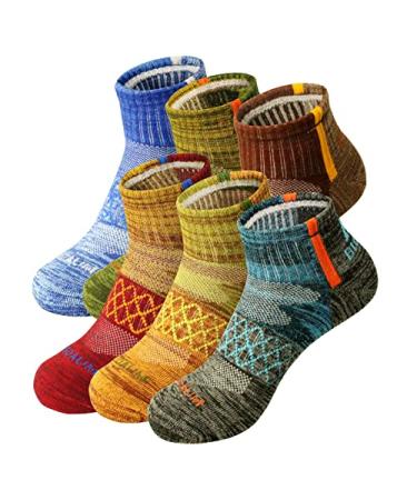 BIOAUM Men's Athletic Socks Size 10-13 - 6 Pairs Cotton Cushioned Quarter Socks for Running, Workout, Work 10-13 6 Pairs Mix Colors(max Bottom Cushioned)