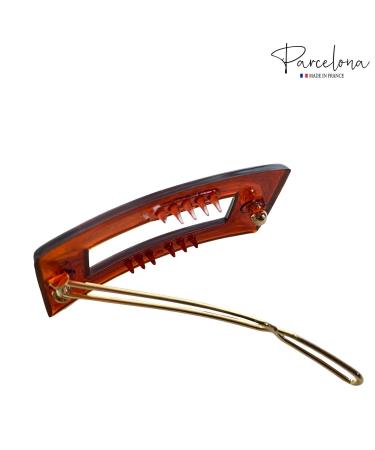 Parcelona French Rectangle Cut Out Brown Small Celluloid Acetate No Slip Grip Hair Clip Set - 2 Pack | Made in France - Buy Online on GoSupps.com