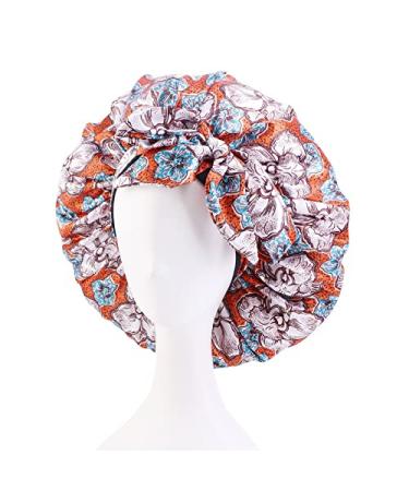 4PCS Silky Satin African Print Turban Head Wrap Scarf Set for Women - Hair Loss Cap Bonnet Hat with Long Tail Design - Buy Online on GoSupps.com