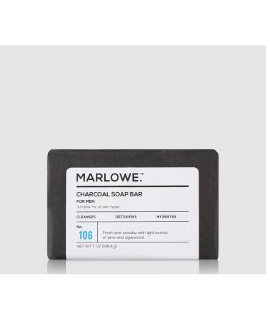MARLOWE Charcoal Face & Body Soap Bar No. 106 - 7oz | Detoxifying Cleansing Bar for Men with Shea Butter & Willow Bark | Natural Extracts | Amazing Scent - Buy Online on GoSupps.com