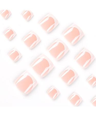 White Glitter Short Square Toe Fake Press On Toenails | Glossy Acrylic False Toenails for Women - 24pcs - Buy Online on GoSupps.com