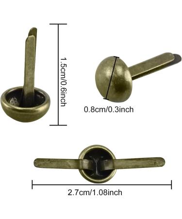200PCS Bronze Round Paper Fasteners 8x15mm - Metal Plated Scrapbooking Brads for Art & Crafting Projects - Buy Online on GoSupps.com