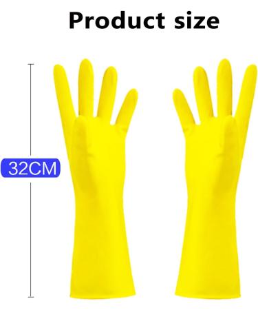 3 Pairs Rubber Gloves Thickening Cleaning Gloves Reusable Dishwashing Gloves Yellow Waterproof Gloves for Household - Buy Online on GoSupps.com