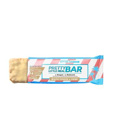 Pretty Little Meal Bar White Cookie & Crisp from offset Nutrition delicious protein bar as a full meal 213 calories per portion with white chocolate and biscuit taste 6 pieces