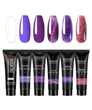 Rosalind 6pcs/Lot Poly Nail Gel Kit Extension Builder Acrylic Art UV Gel Polish Manicure Set Hybrid Varnishes Semi Permanent - (Color: RE-6GELSTOOL-11)