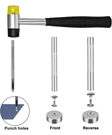 240 Sets TLKKUE Double Cap Leather Rivets Kit with Rubber Hammer - DIY Craft Tool for Clothes, Shoes Decoration and Repair - Buy Online on GoSupps.com
