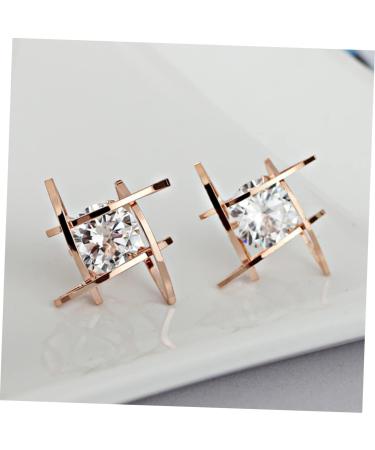 VALICLUD 2 Pairs Golden Color Stud Earring Earrings Copper Earring Creative Earring Birthstone Stud Silver Color Stud Earring Women Earring Silver Ear Cuff Zircon Medium Golden - Buy Online on GoSupps.com