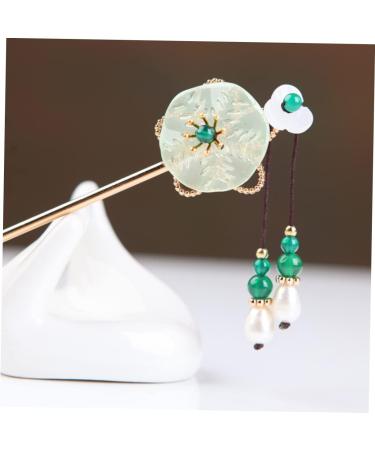 Mikinona Antique Hairpin Green Hair Clips Hanfu Girls Headwear Green Vintage Hairpin Chinese Handmade Hair Accessories Retro Chinese Stylish Clips Retro Hair Pin Copper Bride Walk - Buy Online on GoSupps.com